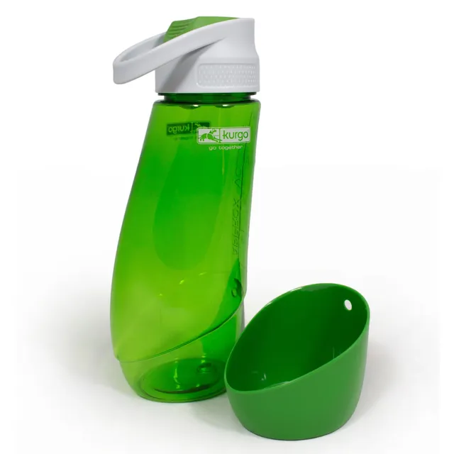 Kurgo Gourd Travel Water Bottle and Bowl, Green