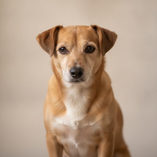Bramble the rescue dog on day 1, looking sad and unwell